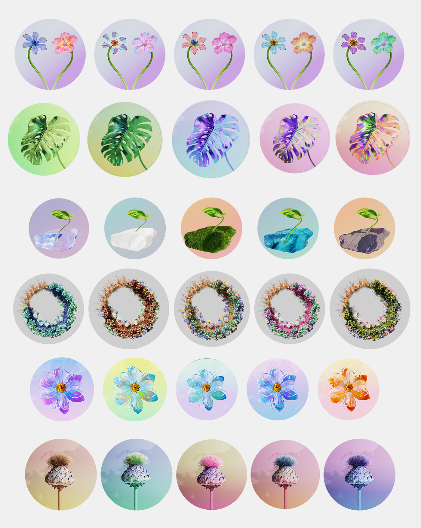 cinema4d 3D Render Flowers floral design Graphic Designer