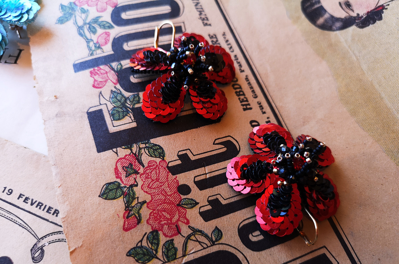 fibre art Fashion  fashion Accessories hand embroidery hand embroidered flower earrings fibre jewelry jewelry handmade