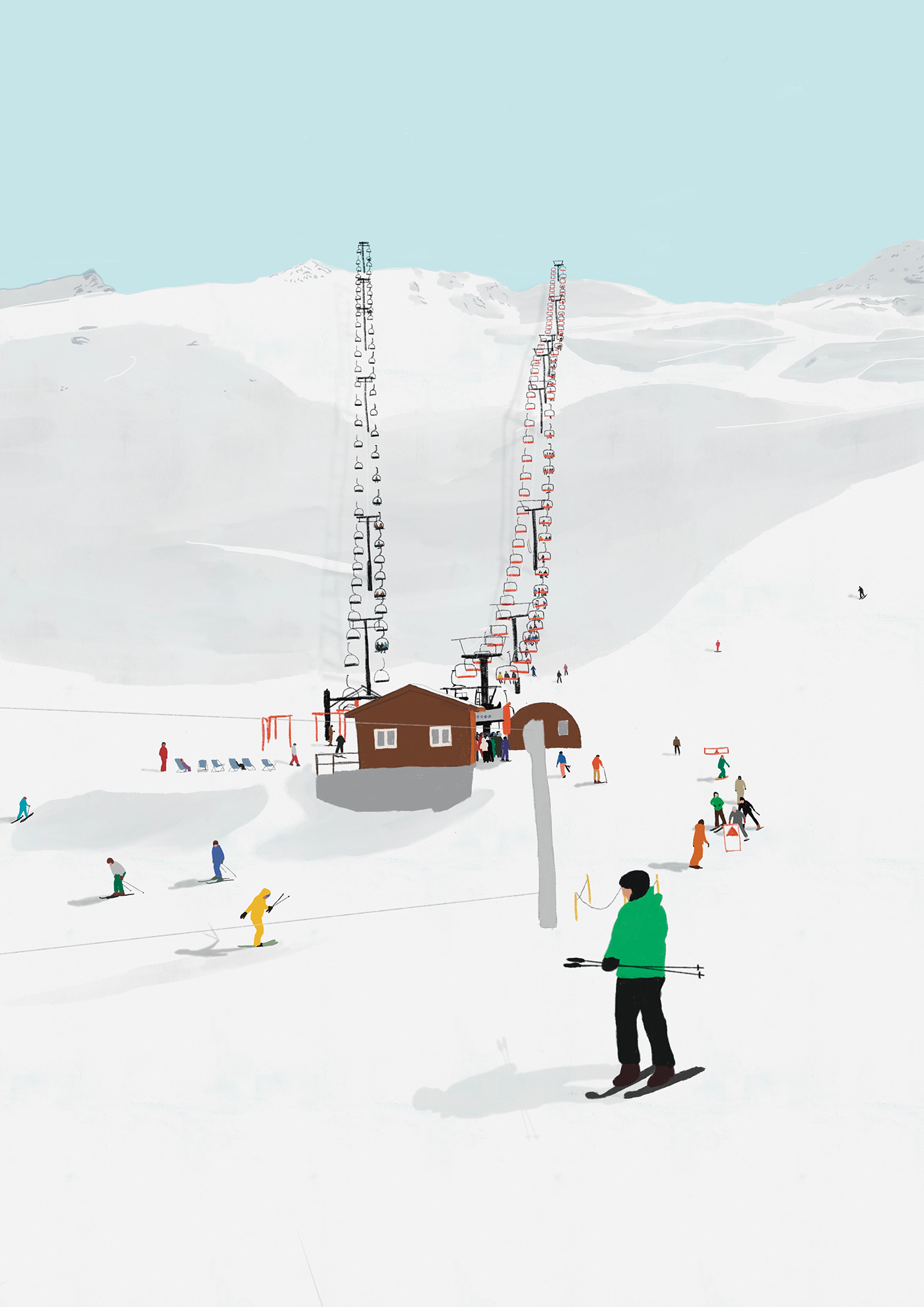Digital Art  digital illustration ILLUSTRATION  Illustrator Procreate PROCREATE ART Ski ski station snow winter