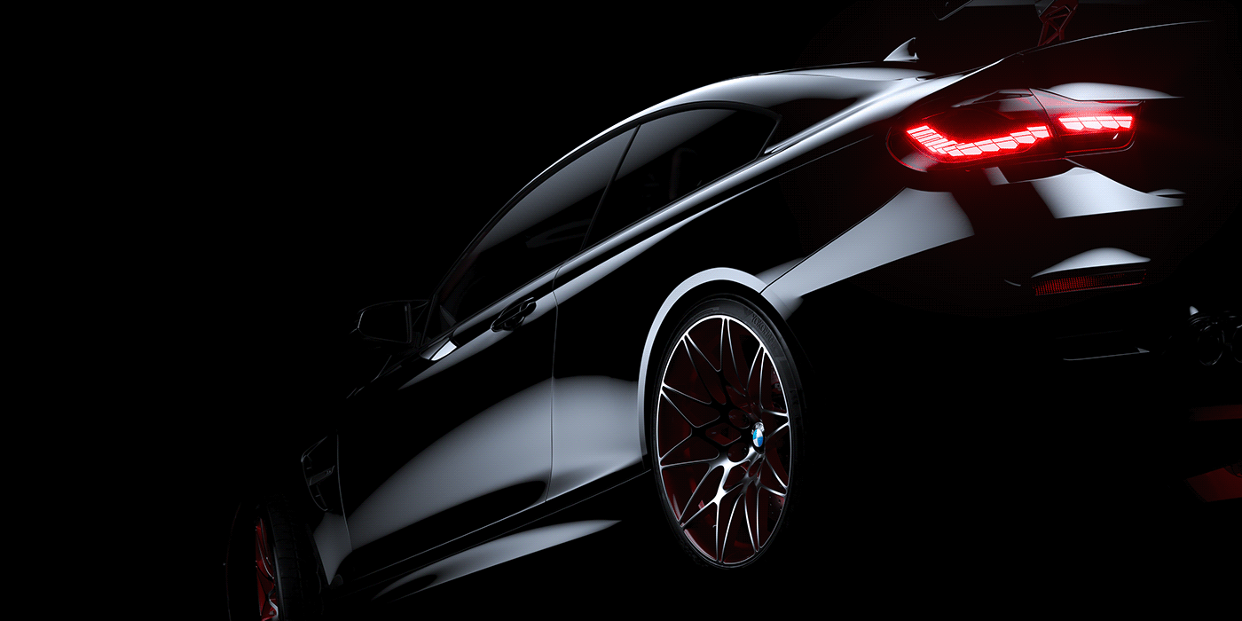 car automotive   BMW m4 studio light black CGI red
