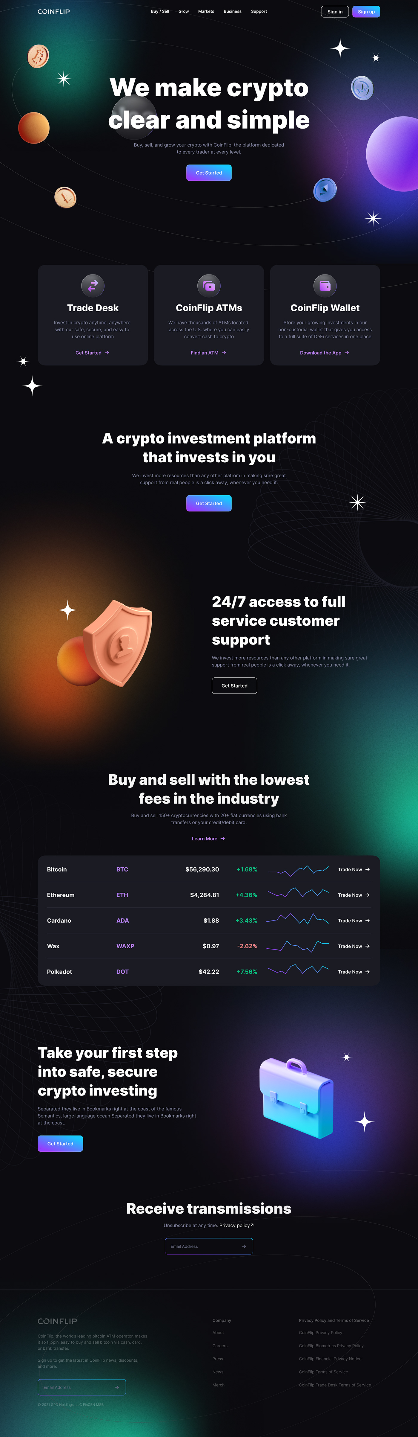 cryptocurrency crypto landing page defi banner Figma coin Meme landing page nft blockchain