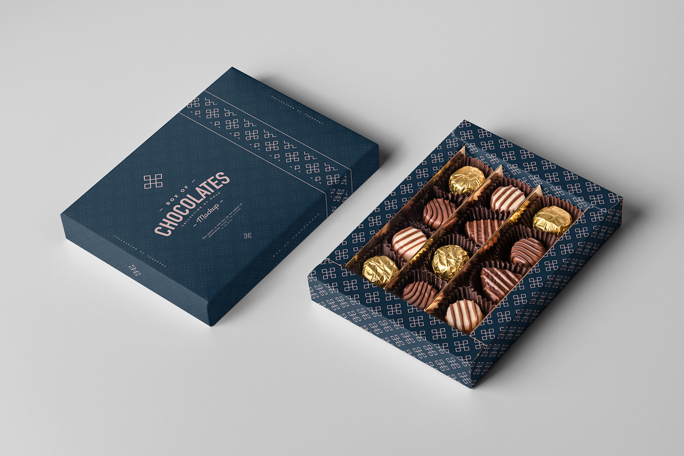 box cardboard chocolate design elegant gift graphics Mockup Packaging