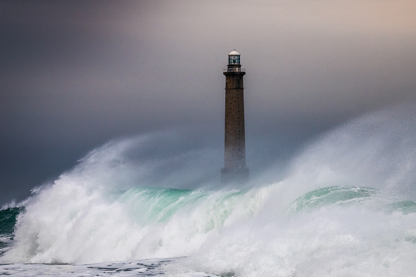 blue france green lighthouse minimal Ocean sea storm waves wind