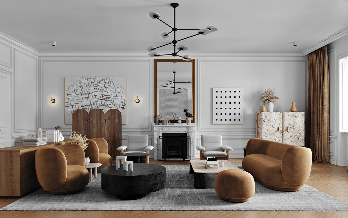 3D 3ds max archviz dining Interior interior design  kitchen living room modern visualization