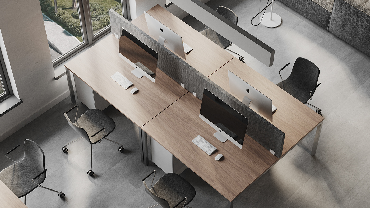 concrete Minimalism Office Design Office interior openspace wood