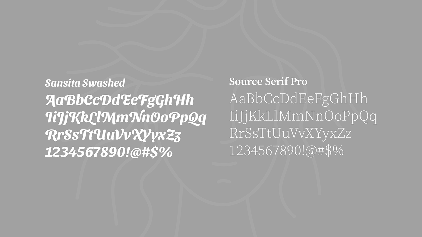 Tipografias oficiais da identidade visual: Sansita Swashed e Source Serif Pro 