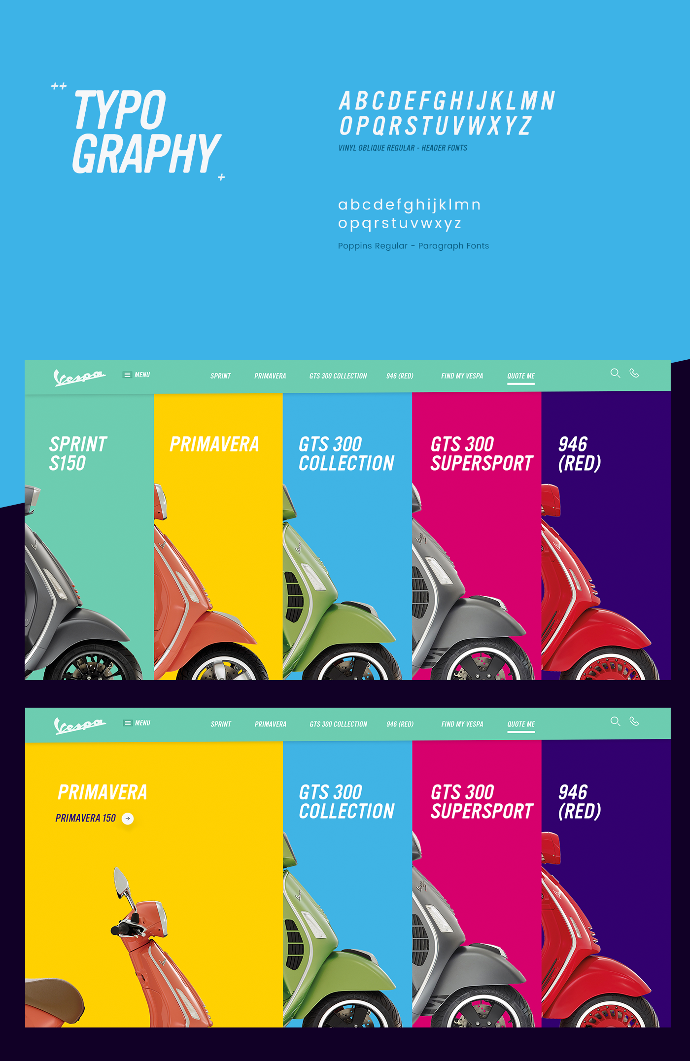 ux south africa vespa Website Design ui design colorful UI flat color inspiration