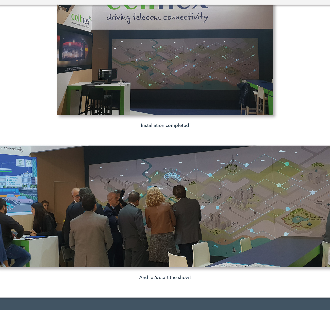 Exhibition  ILLUSTRATION  Mapping smart cities Stand 2D corporate design map mobility