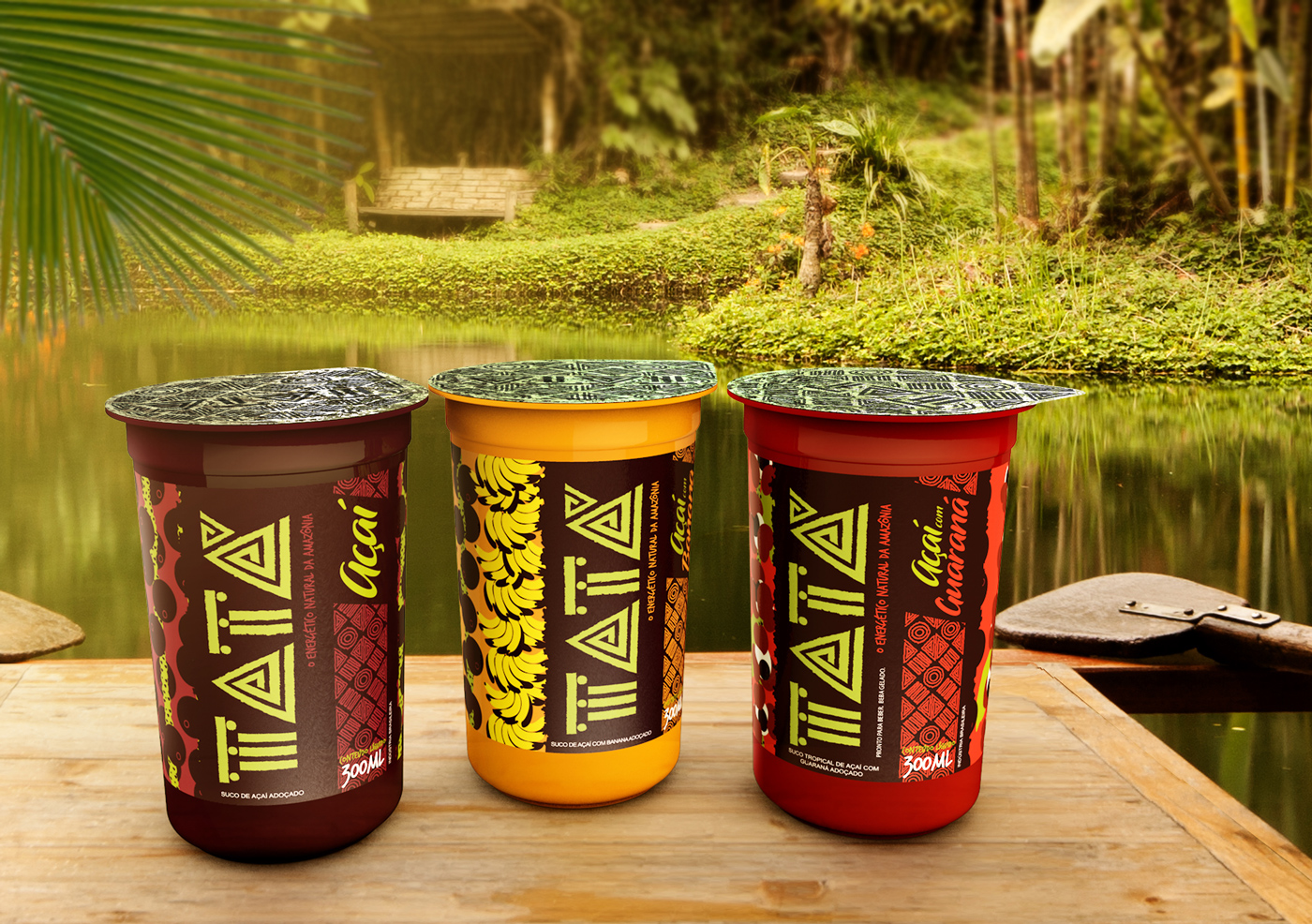 suco acai smoothie tata amazonia embalagem juice Pack cup banana guarana Amazon forest Fruit Tropical