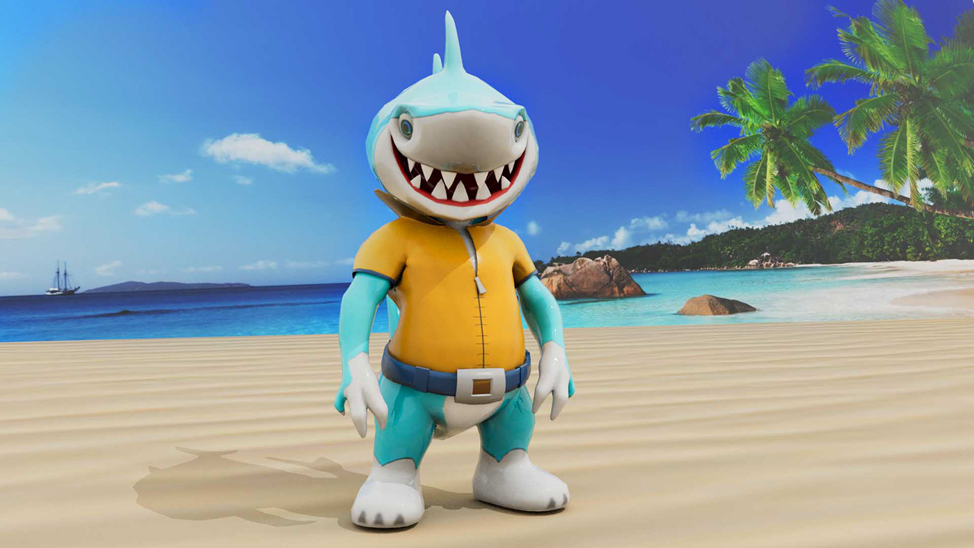 Stylized Art toonish Zbrush Maya Character design  game design  animation  shark humanoid Rigging Animation