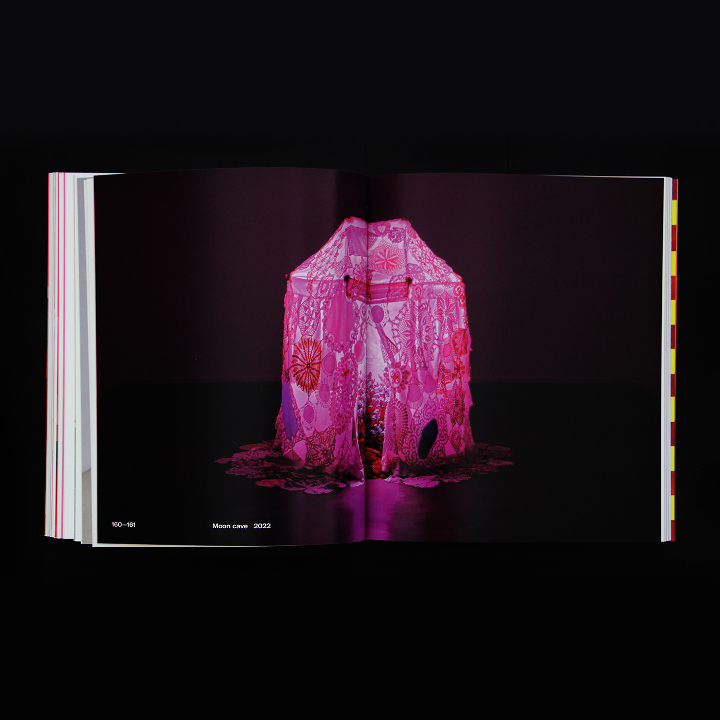 art catalogue book design cover cover design exhibition catalogue fluo glossy holographic foil Paintings pink