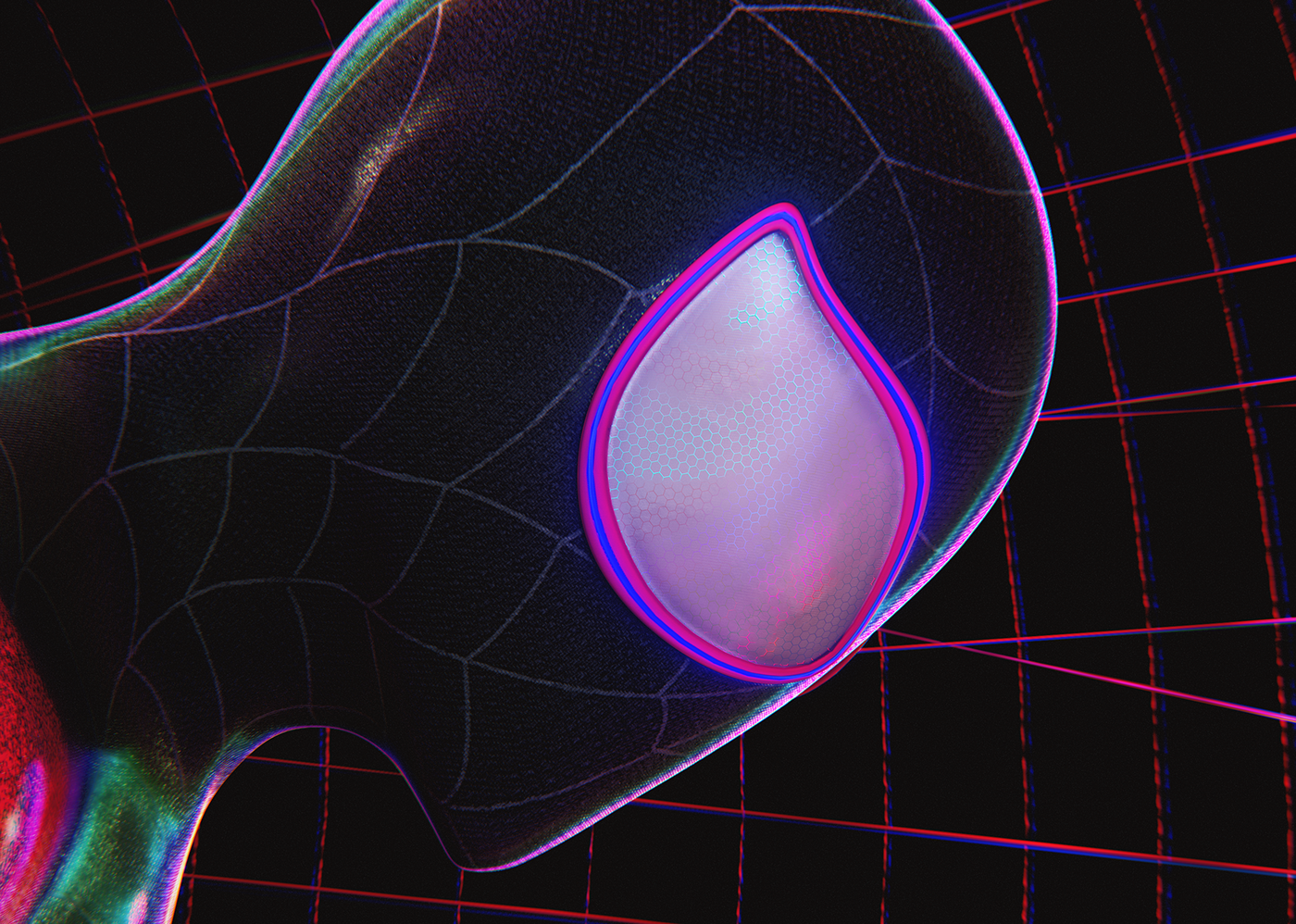 spiderman Spider-verse black underground neon lights redshift cinema 4d spidey Character