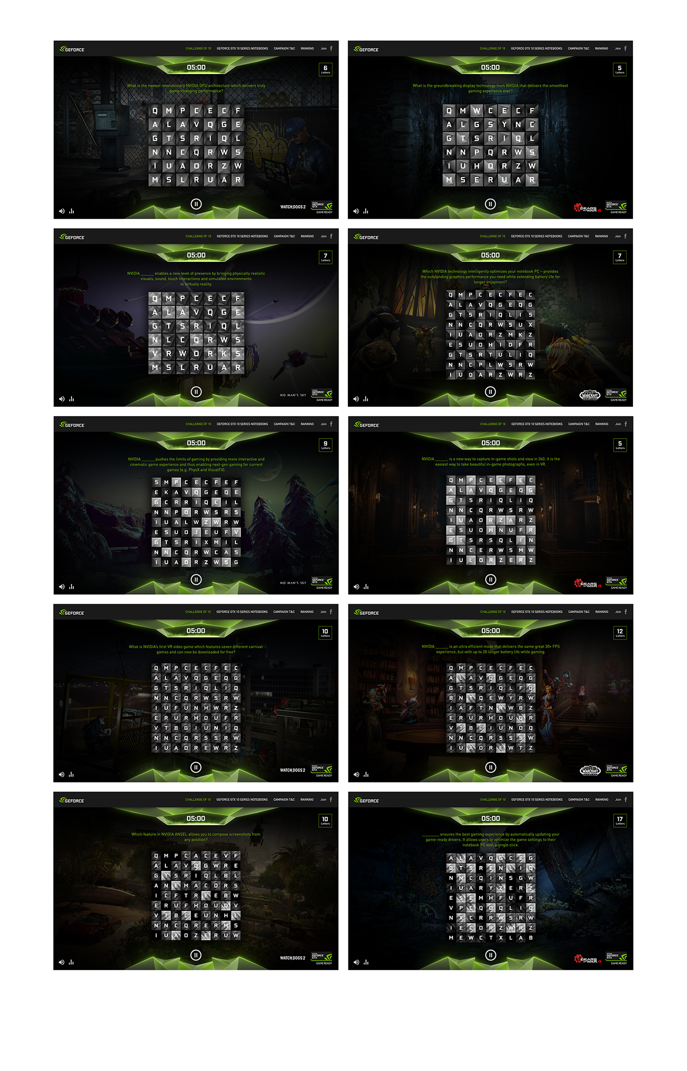 nvidia GeForce GTX 10-Series NVIDIA Pascal branding  game ready Web Design  game design  digital graphics digital campaign Responsive web design
