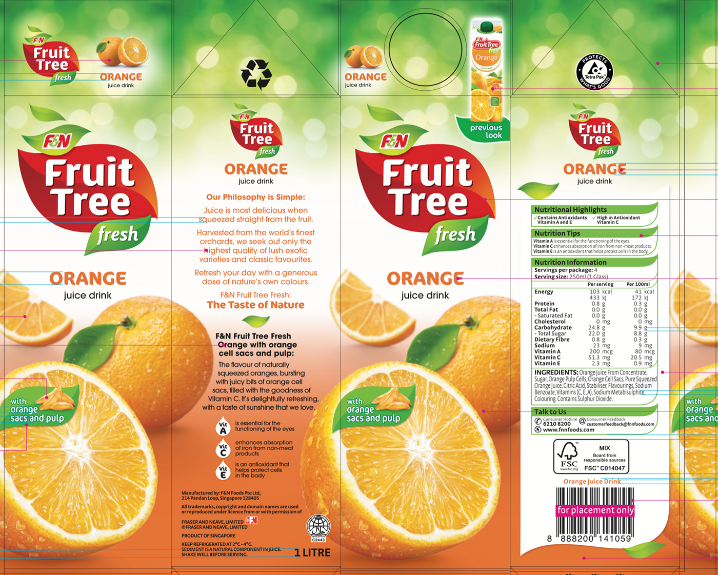 F&N fruittree juices Packaging