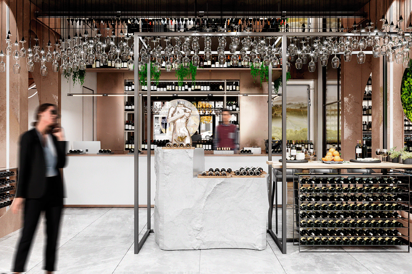 концепция алкогольного бутика для особых ценителей современный интерьер с особой изюминкой лофта