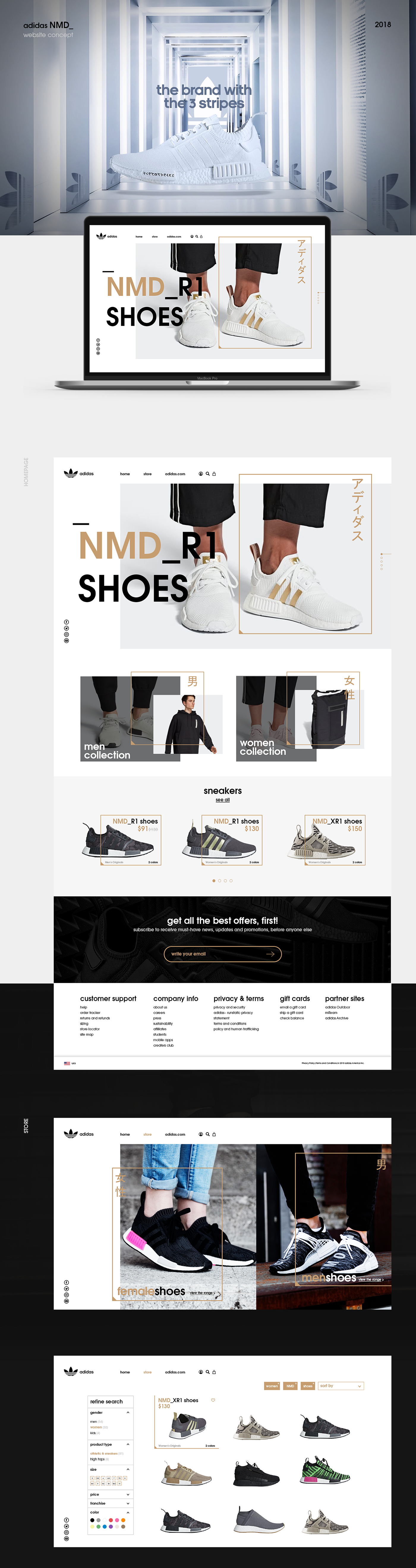 Web UI ux clean adidas footwear shoes sneakers minimal