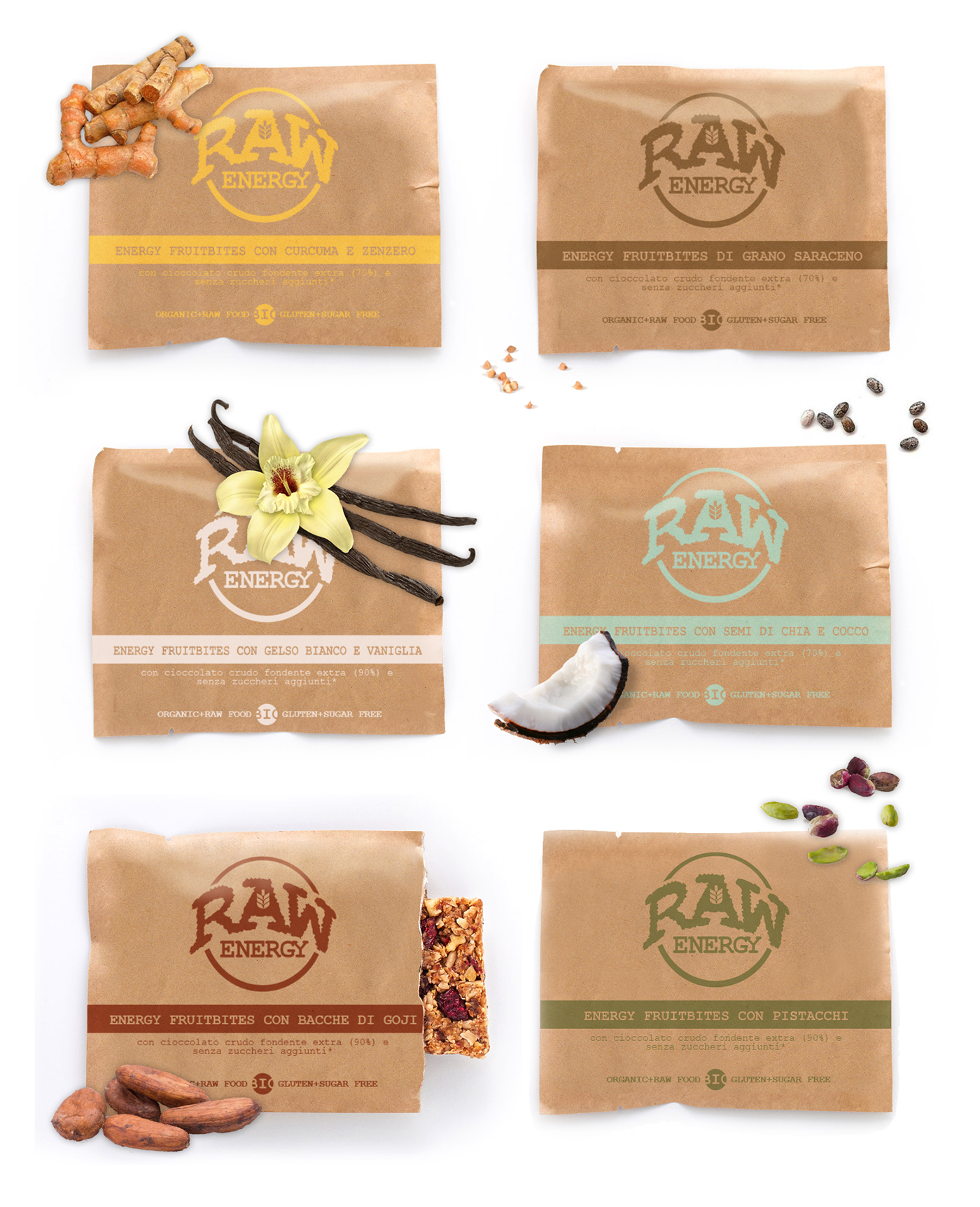 rawenergy raw design Food  gluten+free logo brand identity