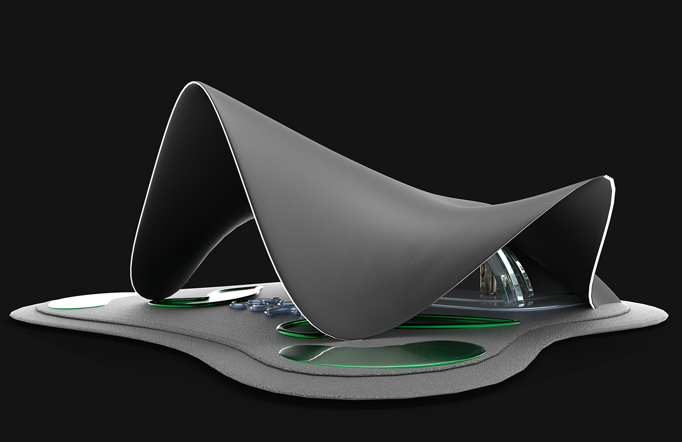 wave pavilion design parametric exterior 3D future 3d modeling Render curved