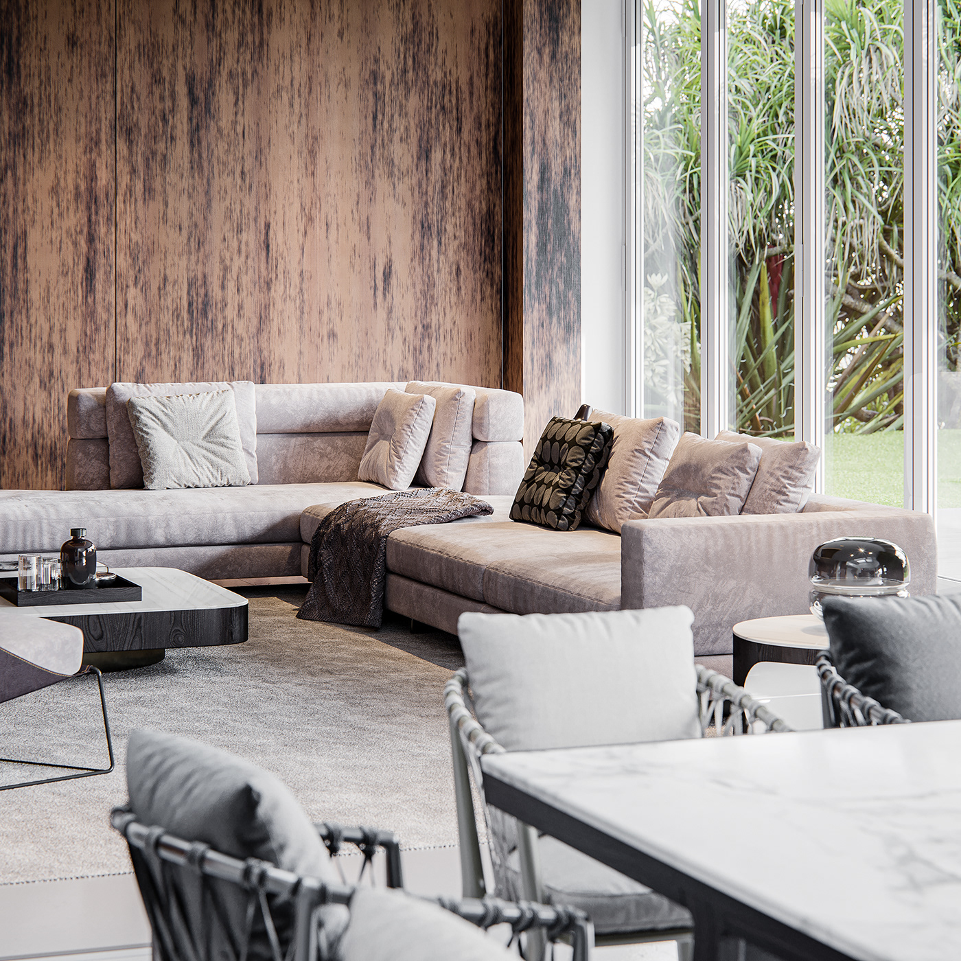 3D architecture design development dining room Interior living room rendering residential visualization