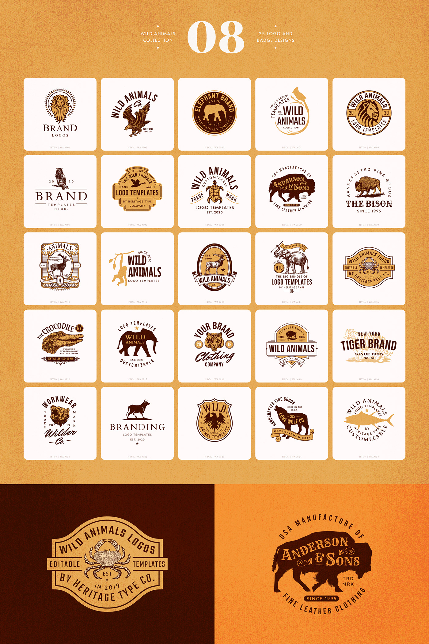 A collection of animal logo templates
