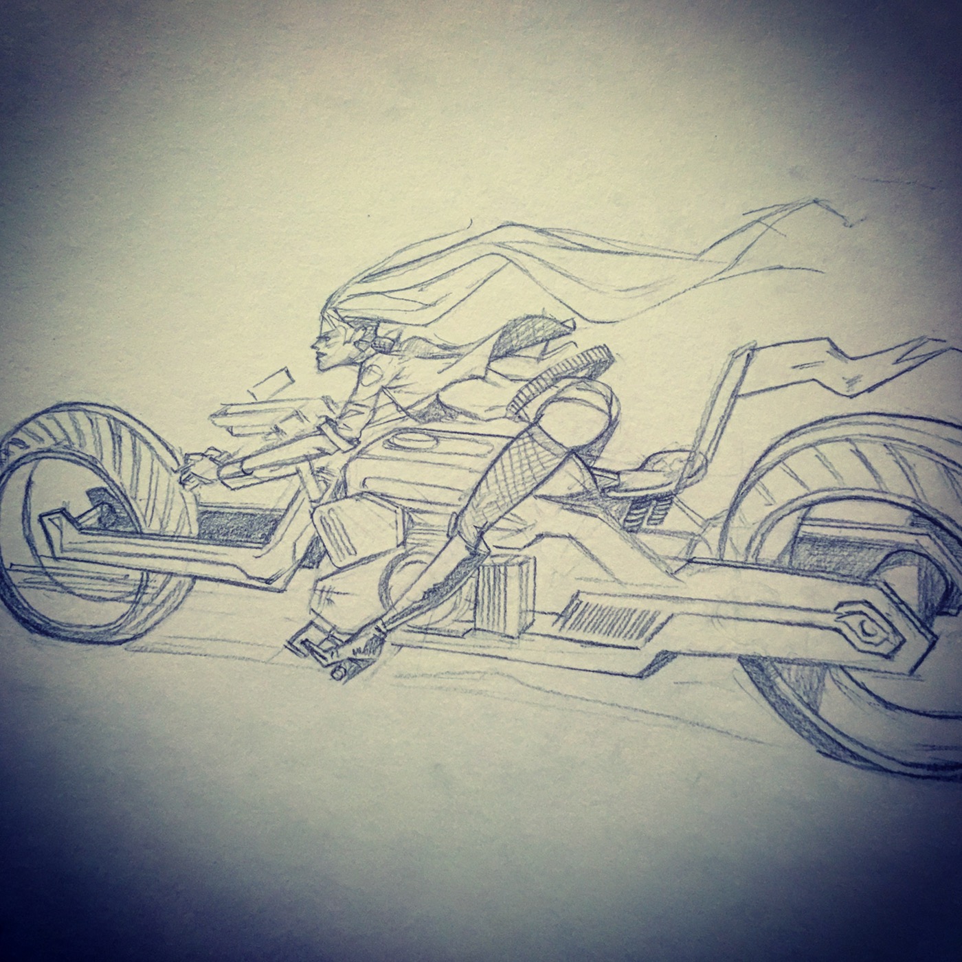Character design  punk motocycle Drawing 