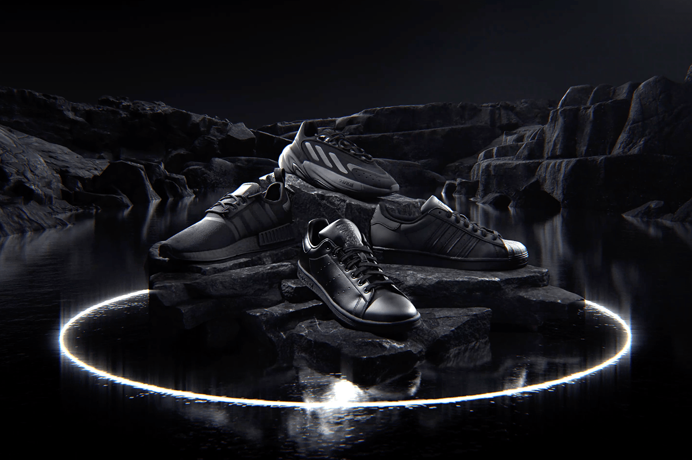 adidas animation  black eclipse moon shoes triple campaign marketing   woodworkamsterdam