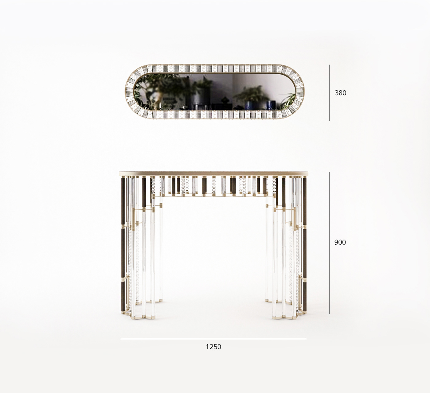 furniture design  product design  concept console wood glass metal concept design mirror