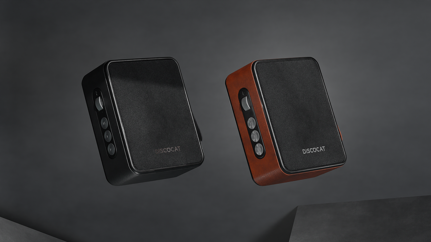Audio speaker product design  design industrial design  concept art 3D blender brand identity discocat