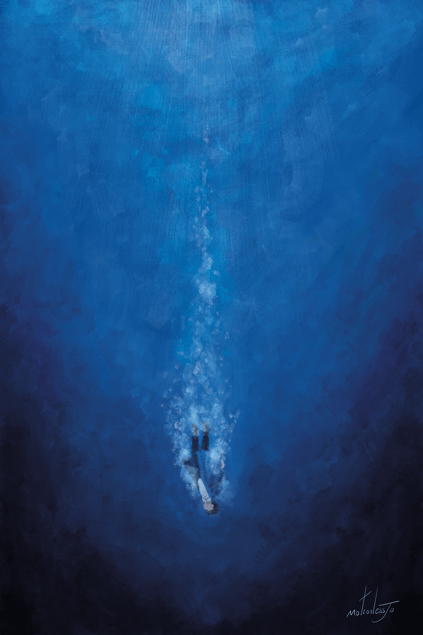 Abyss blue bts Digital Art  digital painting ILLUSTRATION  kim seokjin kpop sea