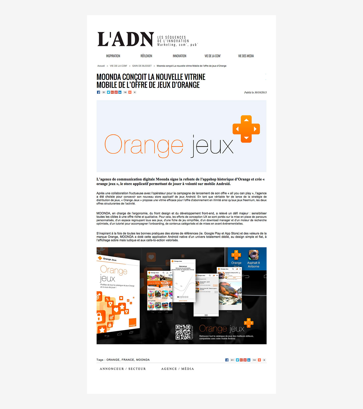 orange application android game jeux mobile
