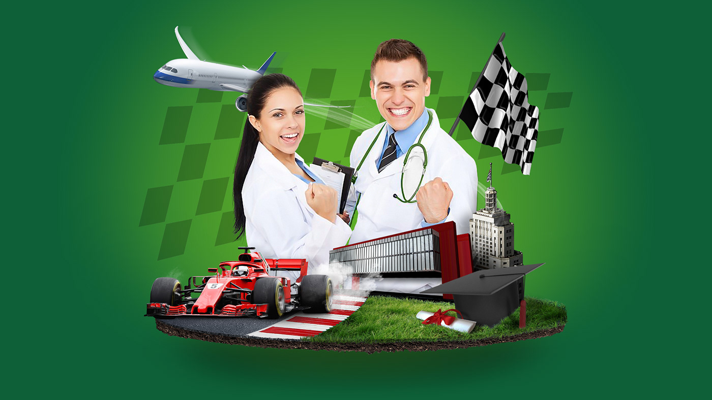 competição conteudo farmaceutico Formula 1 gamification inbound marketing Keyvisual kv Logo universidade online medicina Promoção