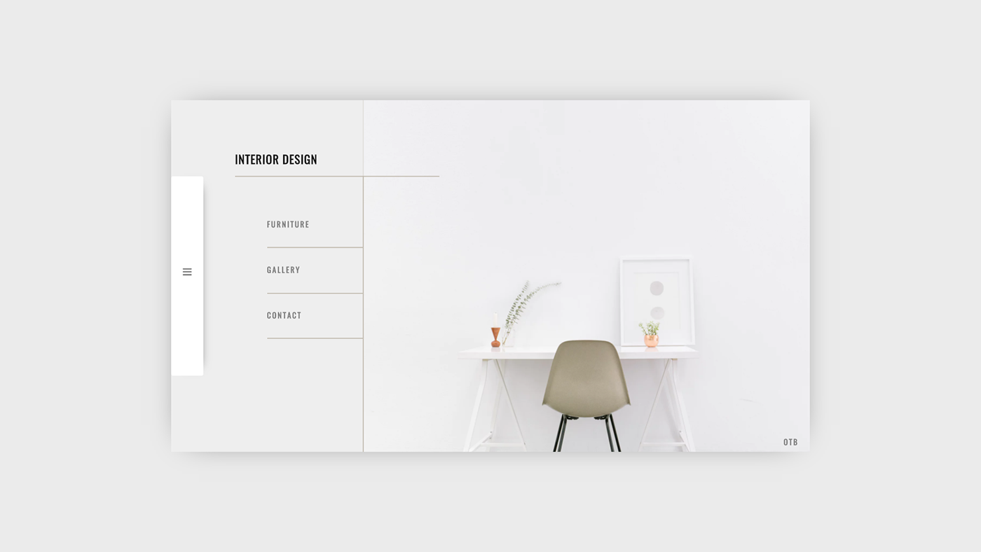 minimal simple landing page home page otb interior design  furniture Web Design  ui design web development 