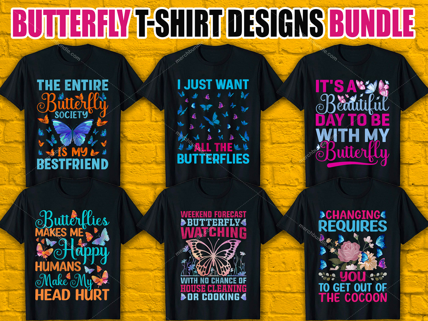 Butterfly T-Shirt Designs Bundle