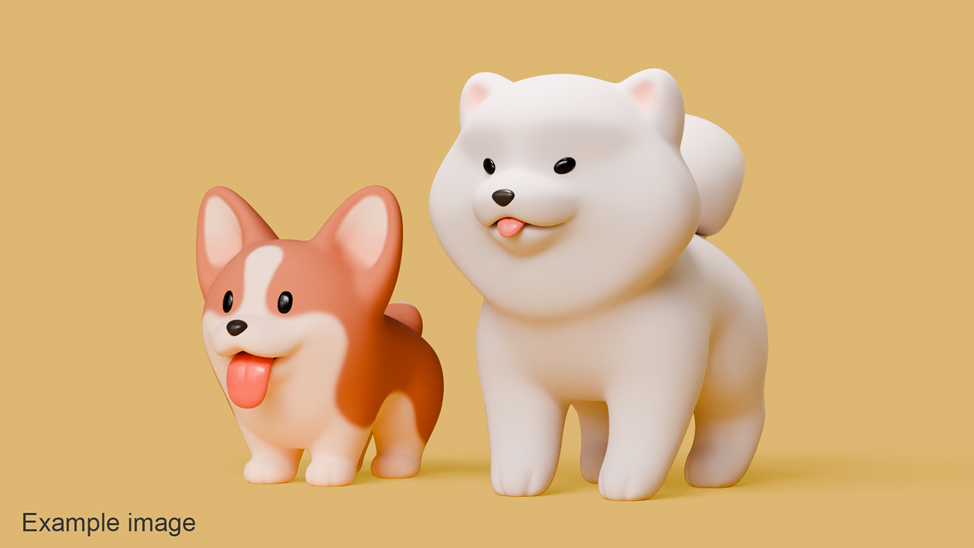cartoon funny pet Character cute puppy happy smile kawaii minimal stylized dog samoyed