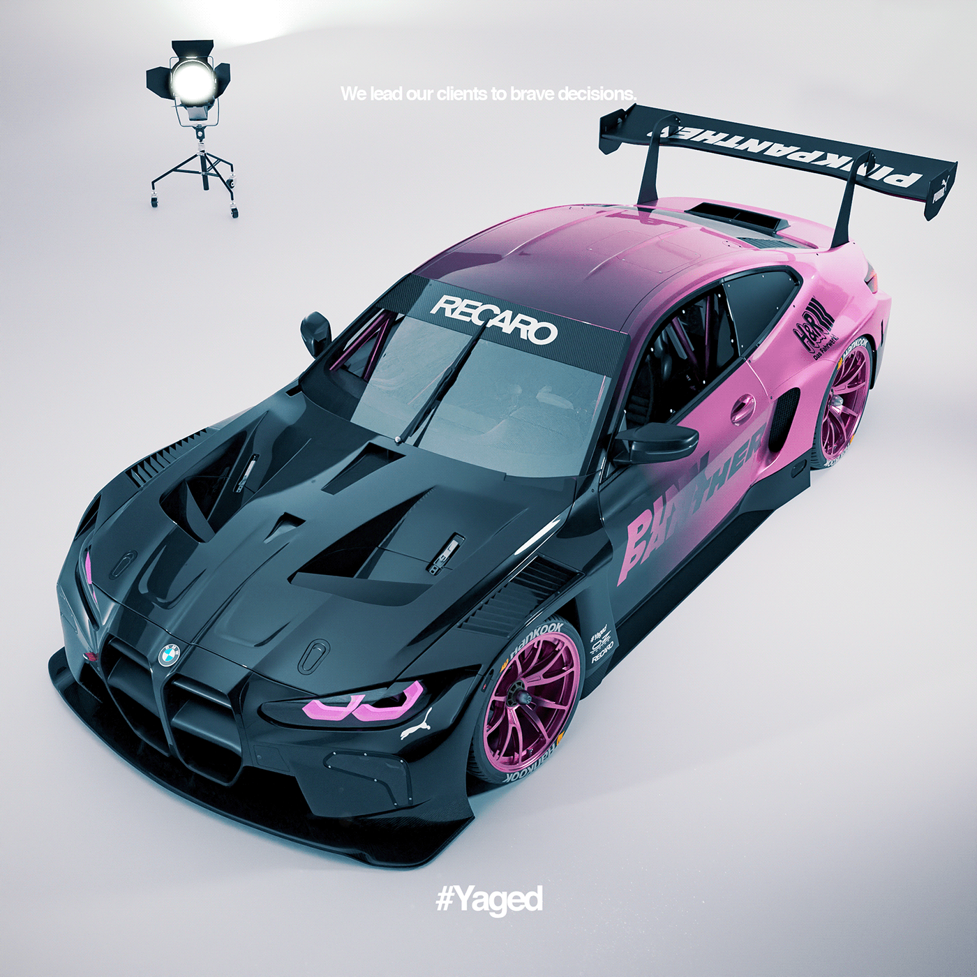 Racing Yaged yagodesign carwrapping Pink Panther carwrapdesign BMW m4 pink car stance