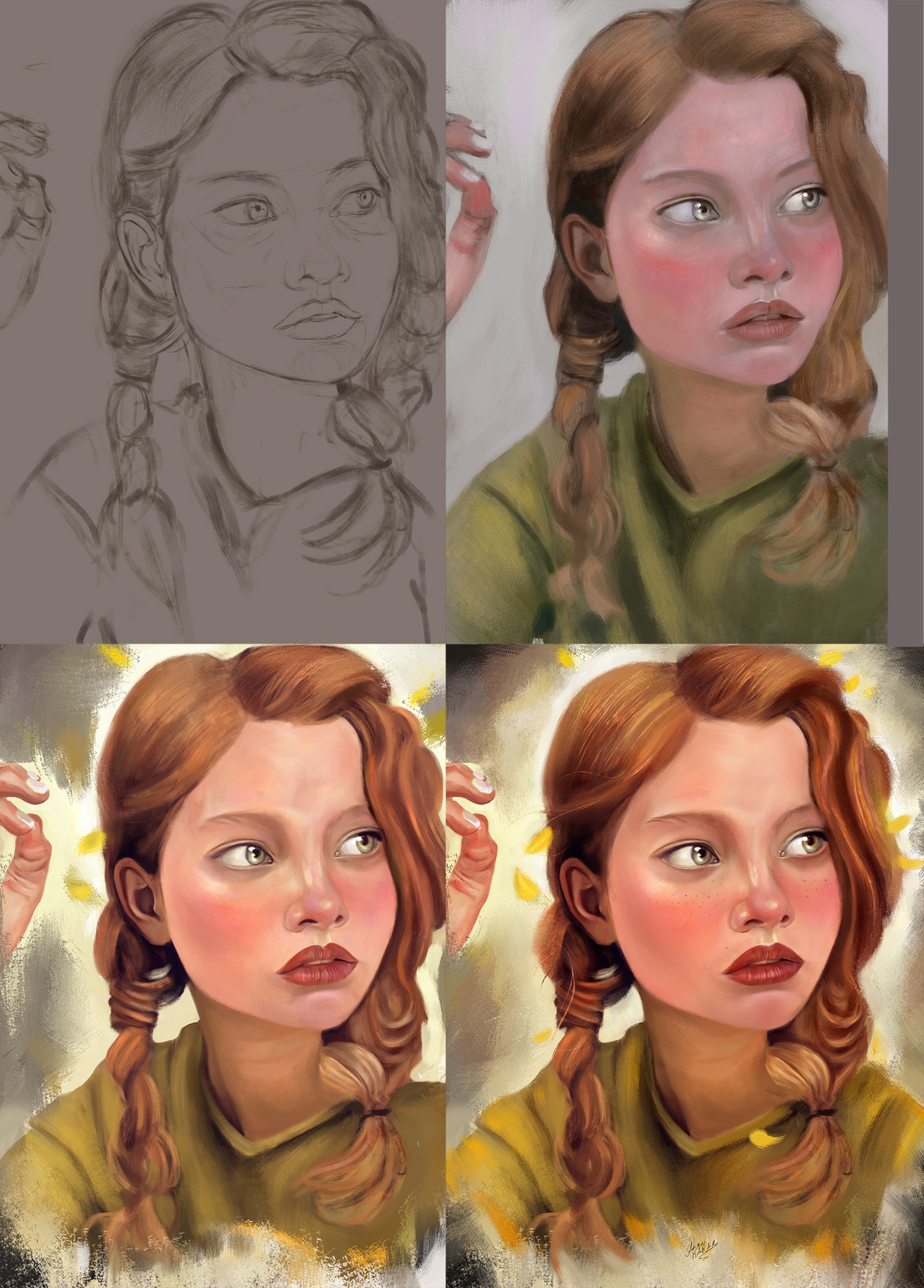 stylized portrait face girl lights eyes digitalart digitalpainting painting   poster