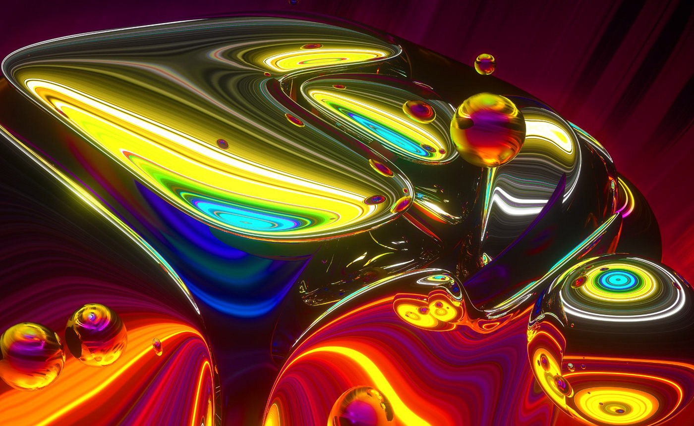 3D abstract metal glass cinema4d octane rainbow bright weird crazy