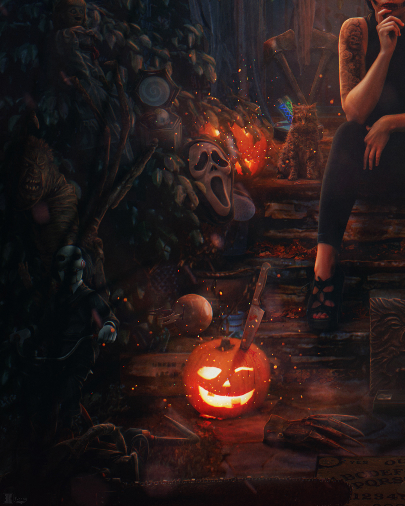 Halloween Scary fear horror horrorfans Mattepainting conceptart ghost boo pumpkin