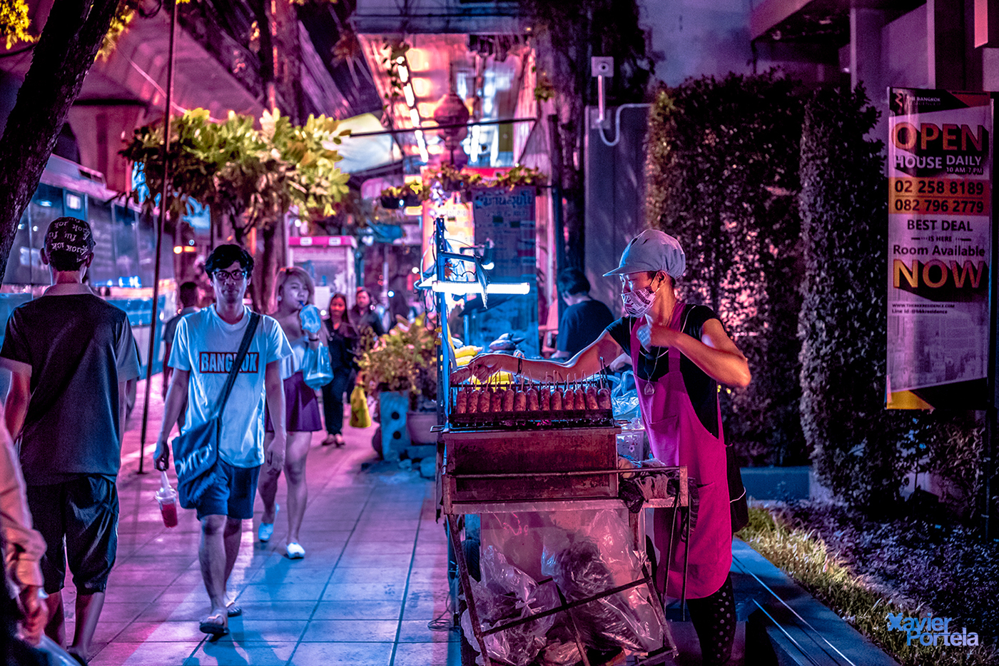 glow Thailand night neon light Bangkok pink purple Urban Street