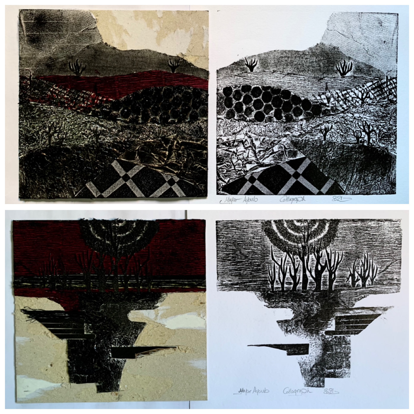 artwork black and white collagraph Landscape material myart myartwork Nature ofset printmaking