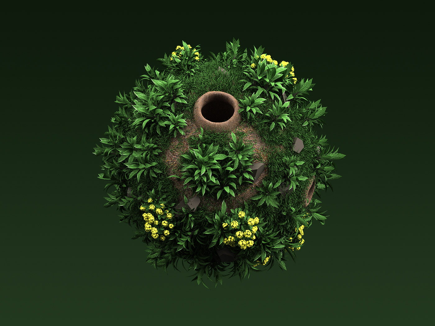 3D animation  Flowers grass leaves loop Nature Render sphere webshocker