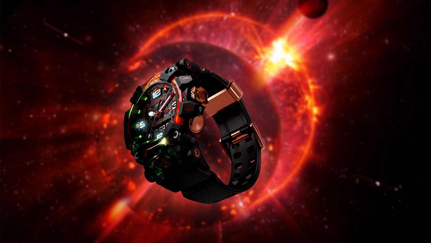 3D 3d animation Advertising  after effects Casio cinema 4d G-Shock motion graphics  Render watch