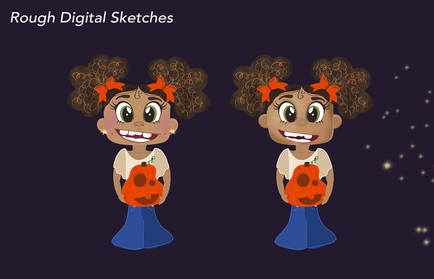 cartoon digital illustration Character design  pixar Procreate ILLUSTRATION  Illustrator children's illustration pumpkin carving adventure