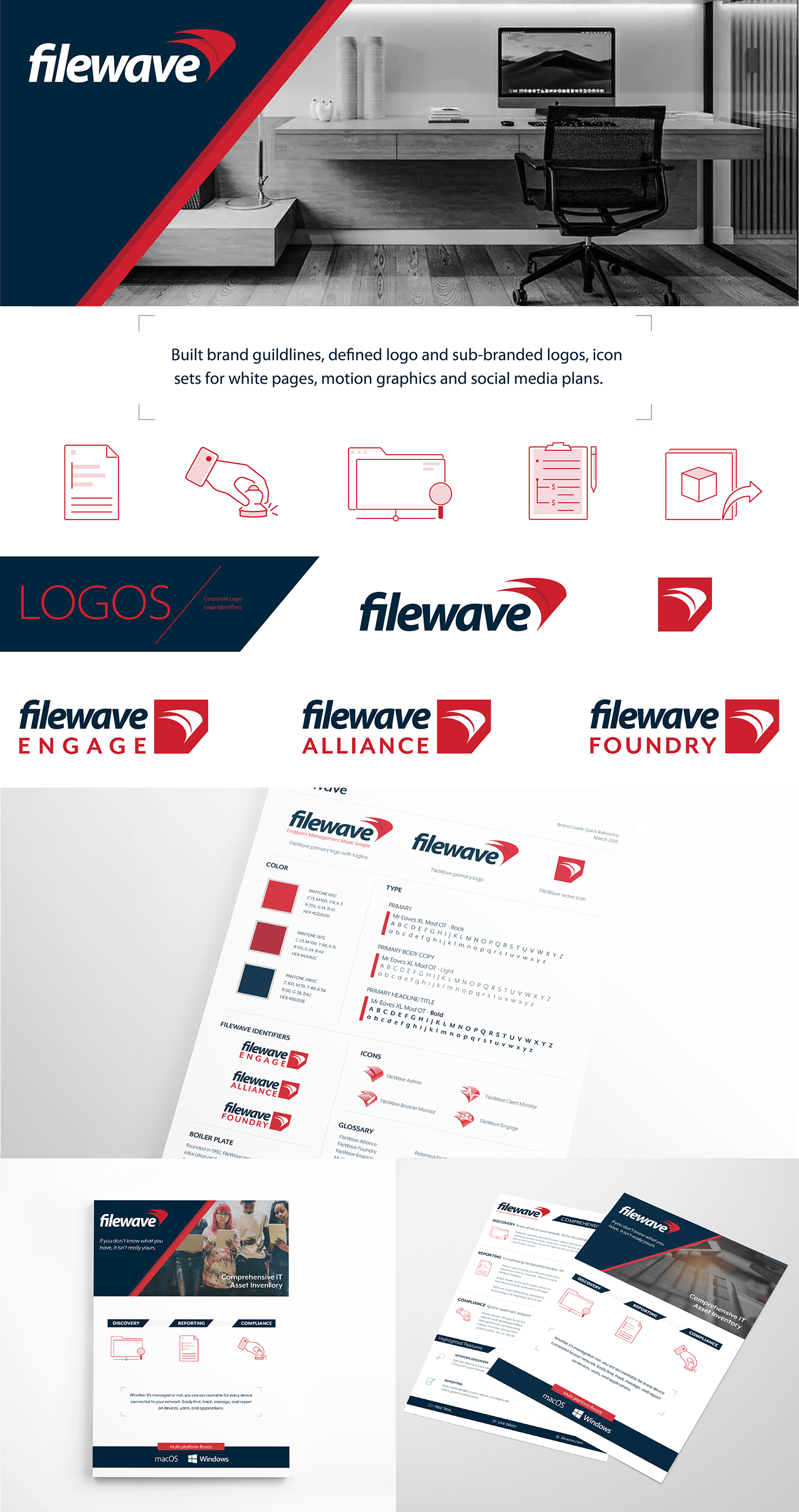 branding guide Reference Guide Brand style white paper blue red filewave
