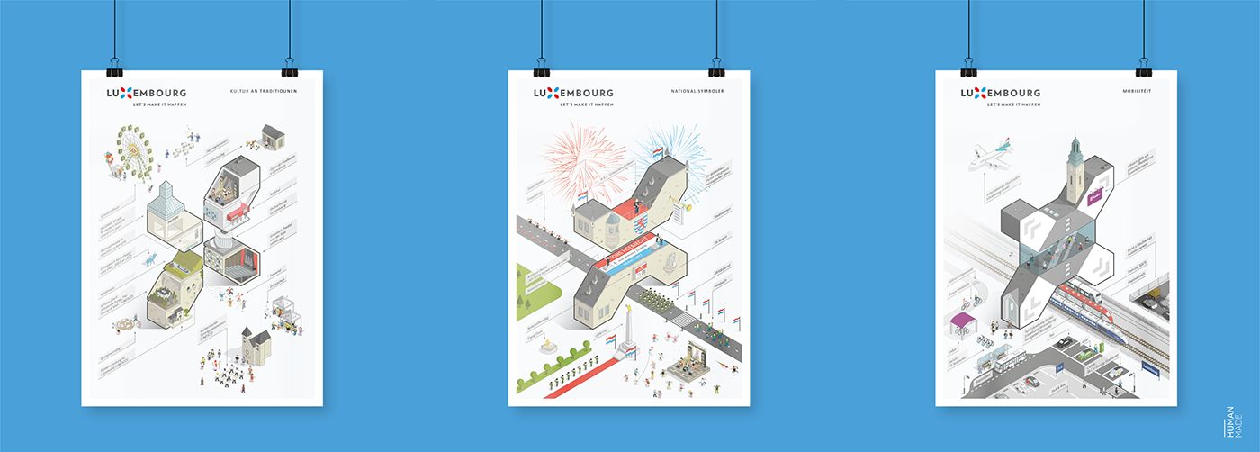 Isometric ILLUSTRATION  information graphic infographic luxembourg