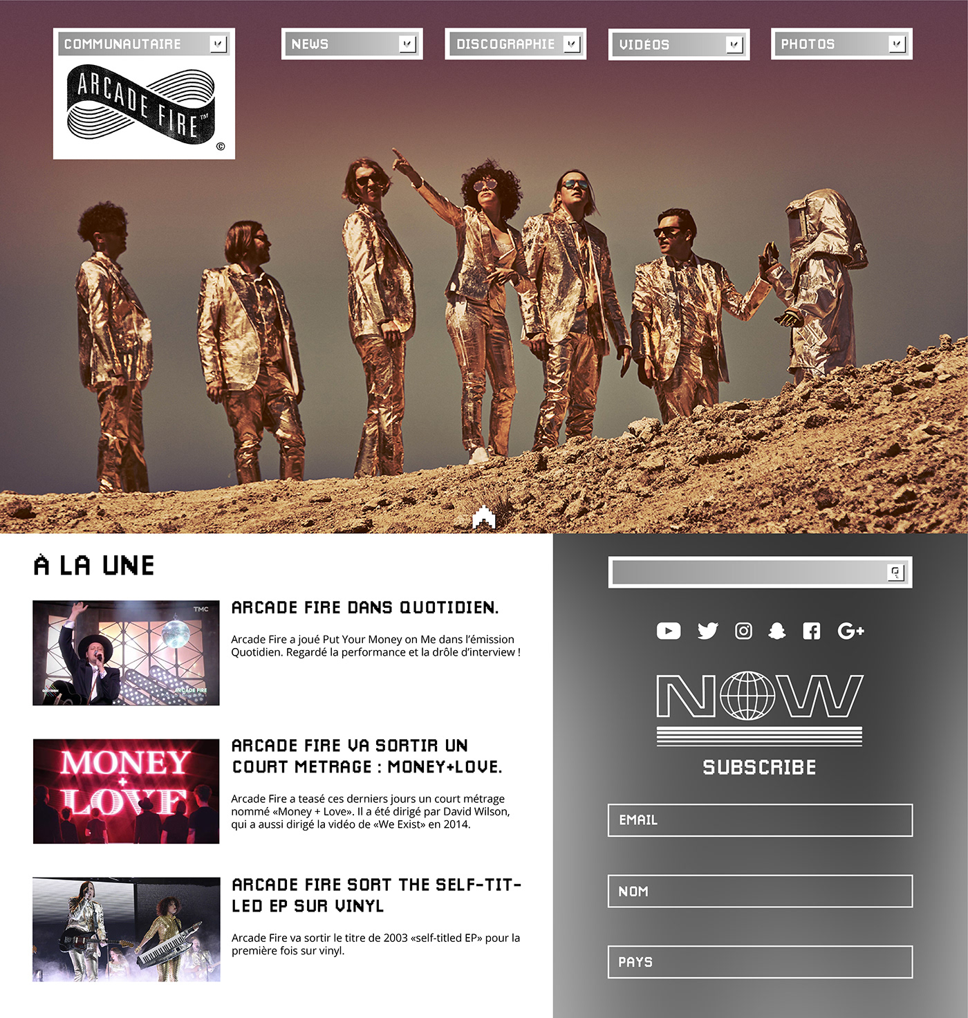 Arcade Fire ux UI design Web Design  design interactif