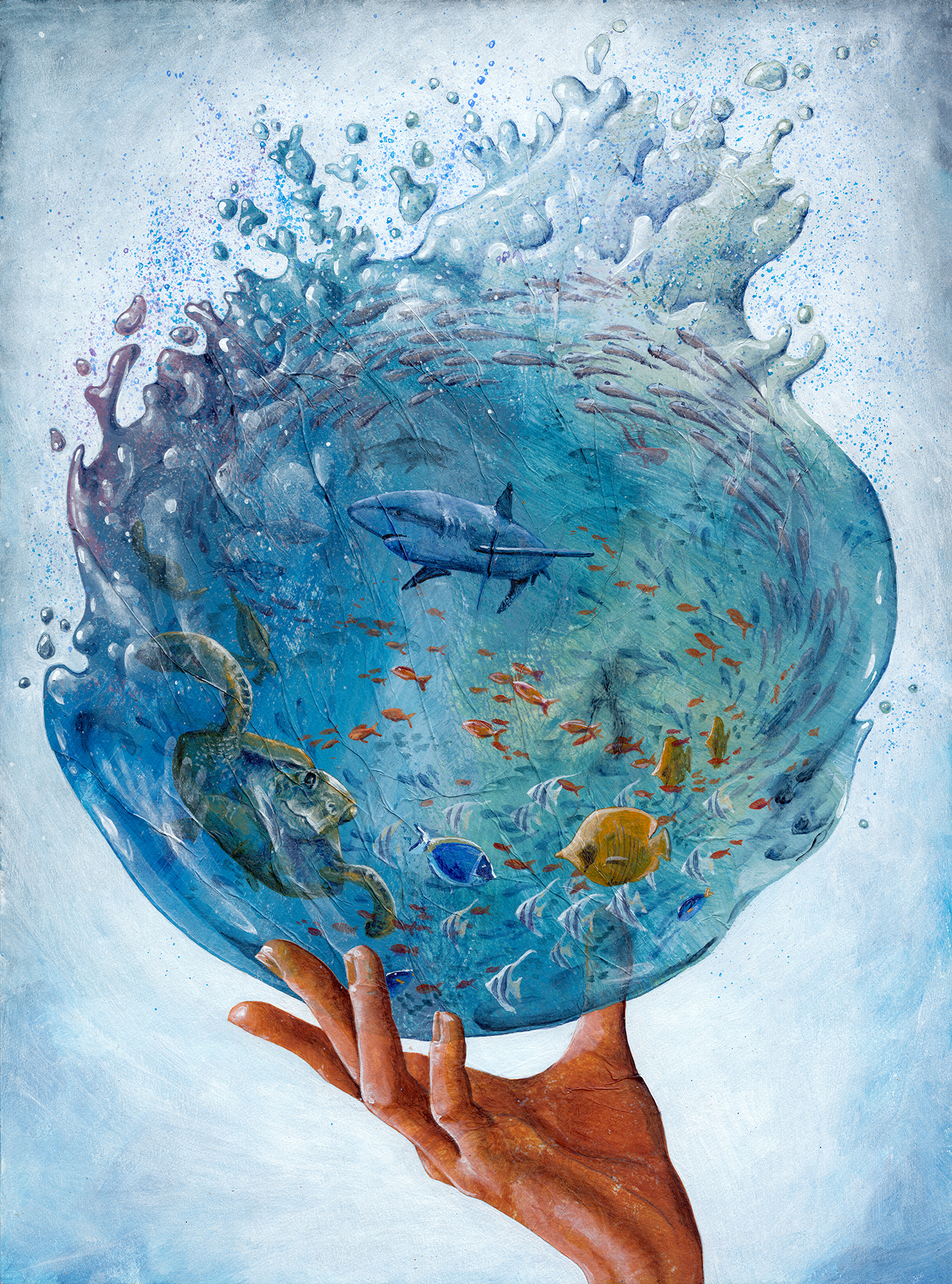 book review book illustration environmentalism conservation Ocean sea turtle surrealism editoral illustration