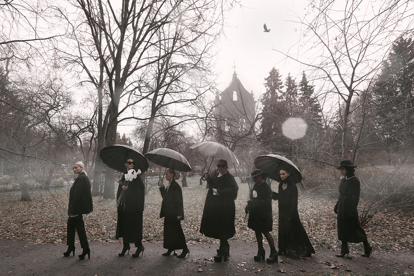 editorial Fashion  autumn model cemetery widows campaign inspiration