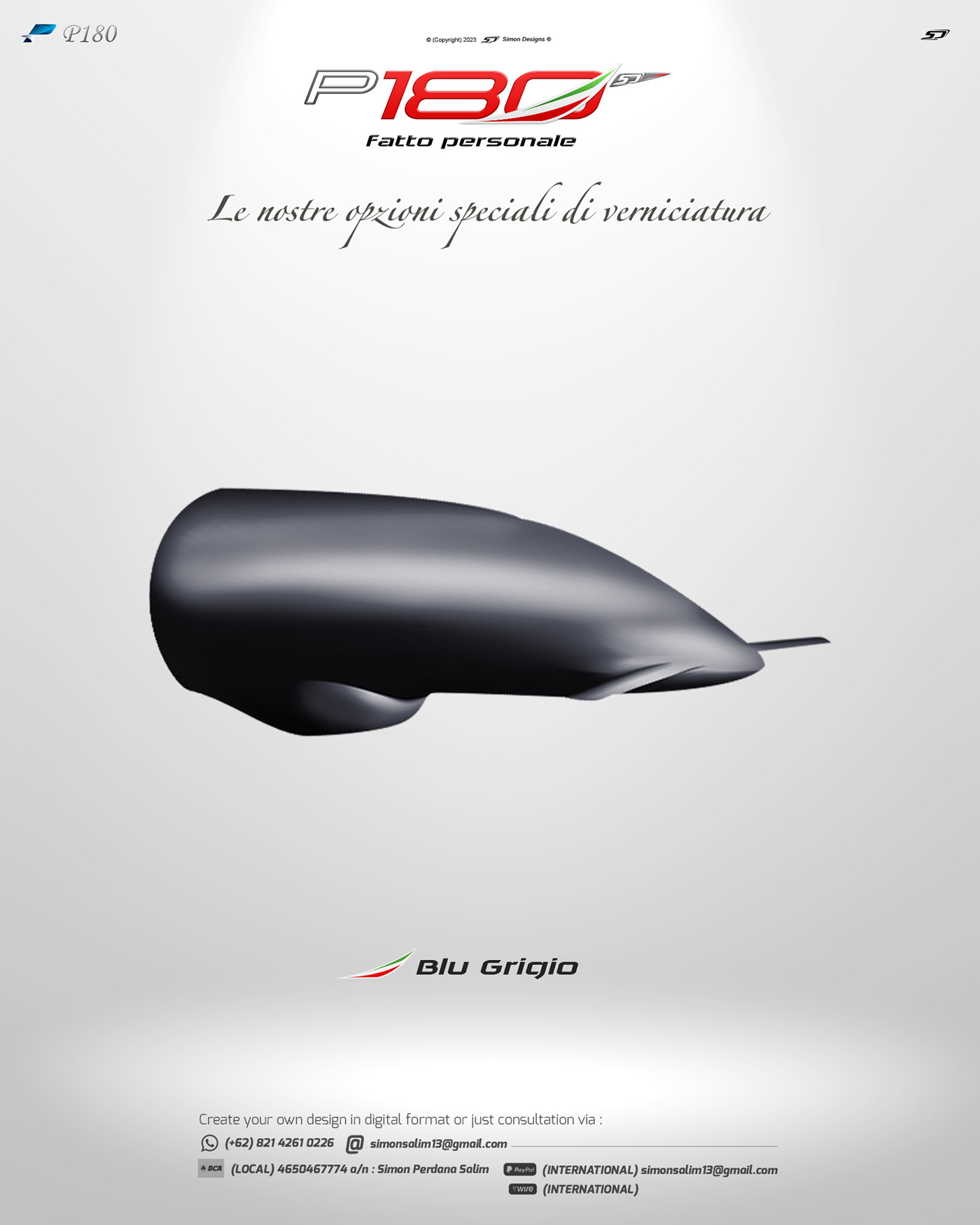 Simon Designs tailor made Private Jet designer art aviation jet arts jet design piaggio aerospace piaggio p180