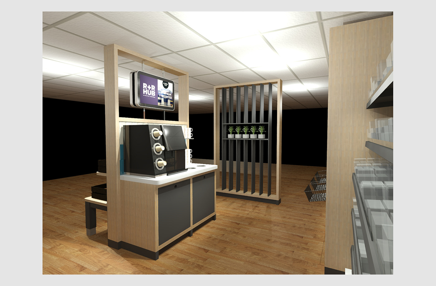 design drink Food  Layout market Office rendering Retail Shopfitting welfare